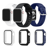 3 Pcs Case Cristal Con Correa Para Apple Watch Series Todas