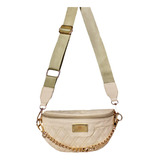 Canguro Riñonera Mujer Bolso Dama Casual Karla Chacon Ines Color Beige Diseño De La Tela Liso