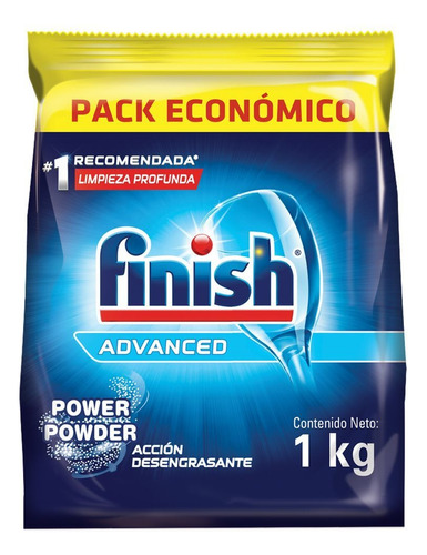 Detergente Finish Automático Advanced Polvo Limón Repuesto 1 kg
