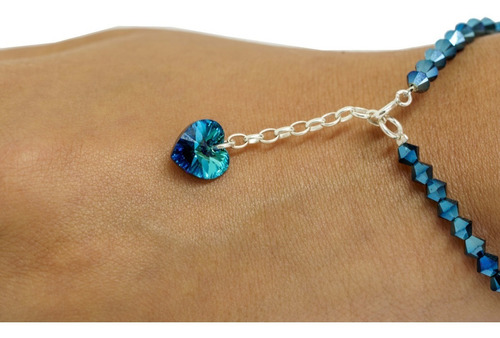 Pulsera De Cristal Swarovsky Y Plata Bluhend