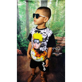Naruto Conjunto Infantil Juvenil Camisa + Bermuda De Moletom