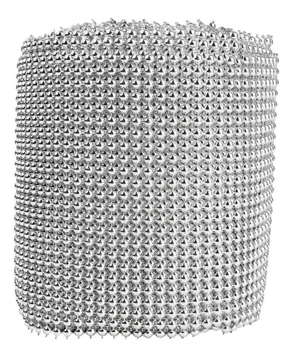 Rollo Falso Strass Plateado 24 Lineas 12cm Deco X10 Yardas