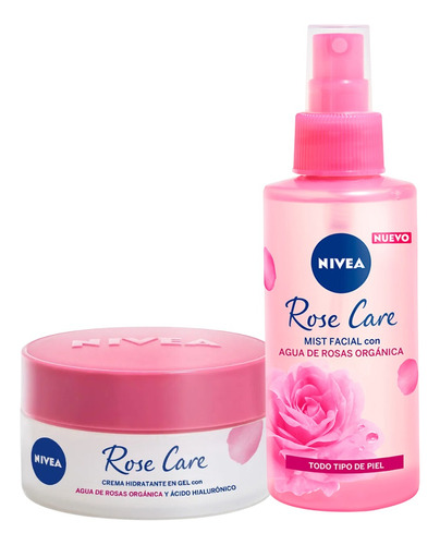 Combo Nivea Crema Hidratante Rose Care + Spray Mist Facial