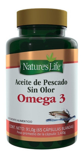 Aceite Pescado Omega 3 Natures Life® Suplemento Alimenticio Sabor Pescado