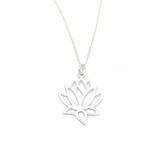 Collar Dije Flor De Loto Plata 925 Cadena Ajustable Sw925