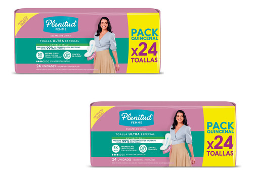 Pack X2 Plenitud Femme Protector Ultra Especial Con Alas 24u