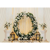 Painel De Festa Tecido Arco De Flores Casamento 3,0m X 2,25m