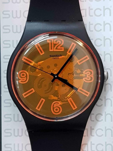 Reloj Swatch Orangeboost Naranja Fosforescente Negro Cuarzo