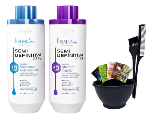 Kit Selagem Forever Liss Semi Definitiva 3d Alisamento 1 L