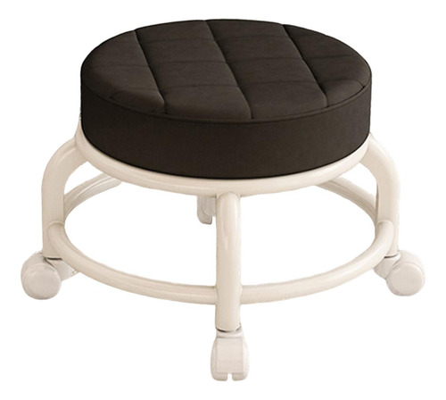 Taburete Redondo Bajo Con Asiento De Ruedas, Silla Negro