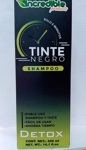 Shampoo Tinte Negro Detox Incredible 400 Ml Solo En 5 Minuto