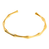 Brazalete - Pulseras Abierta Bambú Acero Bañado En Oro 18k