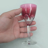 Baccarat Taça Antiga Cristal Vermelho Lapidação Facetada