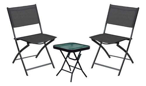 Set Juego De Jardín Balcón Silla Con Mesa Plegable Acero 