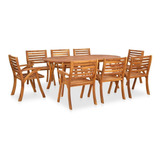 Juego De Comedor De Jardín De 9 Piezas De Madera De Acacia