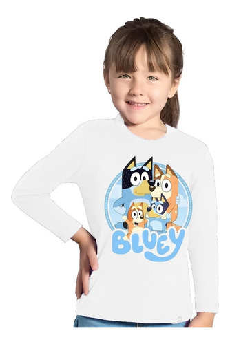 Polera Bluey Manga Larga Para Niños Y  Niñas Dtf Cod 002