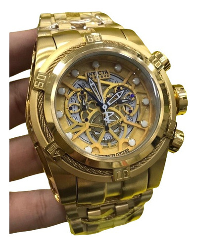 Relógio Zeus Bolt Dourado - A Prova D'gua
