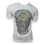 Playera Calavera Colores En Pedrería Tipo Philipp Plein Slim