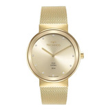 Relogio Technos Feminino Dourado Slim Vidro Safira Pulseira