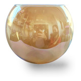 Vaso Aquário Redondo 7,5l Gold Vidro Translucido Decoração