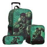 Bolsa Escolar Menino Rodinha Vingadores Hulk 3d Resistente