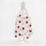 Árvore De Natal 73 Galhos Branco Pequena Decorada 90cm
