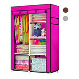 Closet Organizador Armario Portatil Compartimientos Perchero Color Rosa