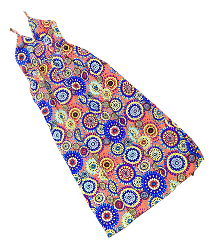 Vestido Largo De Tirantes Con Estampado Geométrico Naranja | MercadoLibre