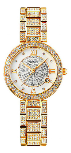 Reloj Mujer Skmei 1739 Acero Minimalista Elegante Clasico Color De La Malla Dorado