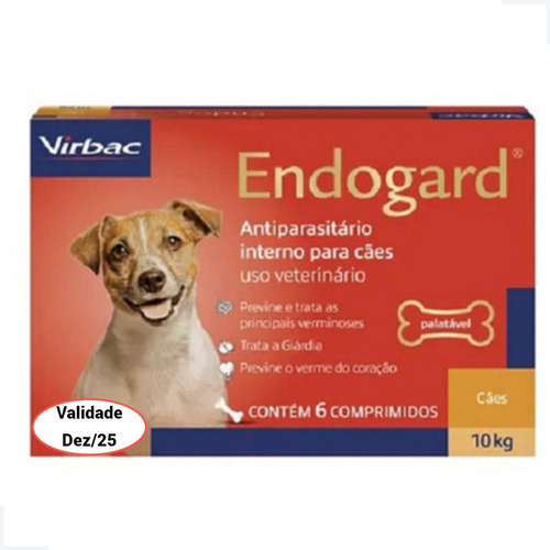 Vemífugo Endogard Para Cães De 10kg - 6 Comprimidos Virbac