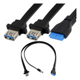 Toptekits Cable Plano De 2 Puertos Usb 3.0 A Hembra De Monta