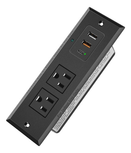 Enchufe Inteligente Marca Vilong /2 Tomas/3 Usb/negro/10 Ft.