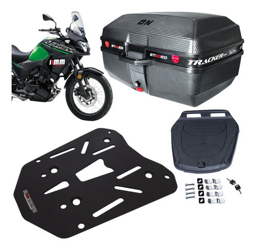 Bagageiro Versys 300 Coyote + Bau Stoned Tracker Traffic 52l