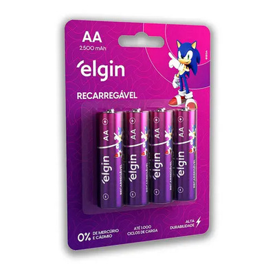 Pilha Recarregável Aa Comum Elgin 2.500mah Blister 4 Unidades | MercadoLivre