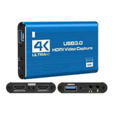 Placa Captura De Vídeo 4k 1080p 60fps Full Hd Usb 3.0 Hdmi