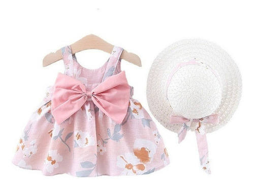 . Vestido Baby Princess Con Flores Y Sombrero.