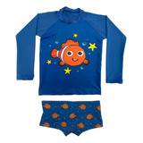 Conjunto Infantil Peixe Piscina Camiseta Uv E Sunga Verão