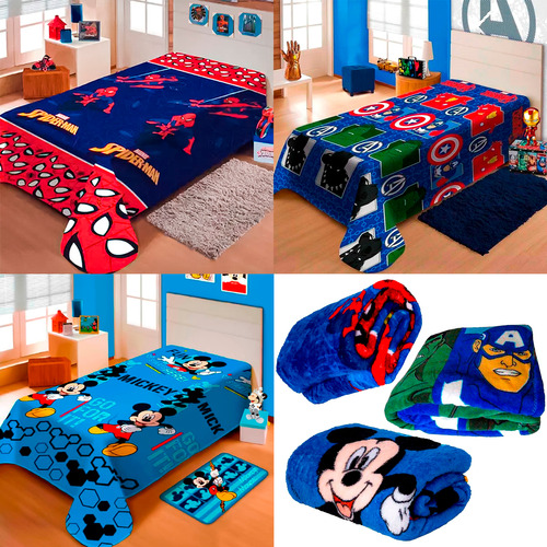 Kit 3 Manta Cobertor Infantil Personagens Estampado Mantinha