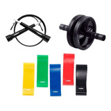 Kit Set Gimnasia 3 Elementos - Bandas Soga Rueda Abdominales