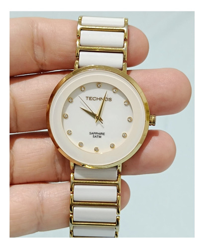 Relógio Technos Feminino  Dourado Cerâmica E Safira 2035lmm