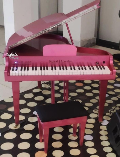 Piano Infantil De Cauda Cor De Rosa 5/8 Com Pedal Sustain