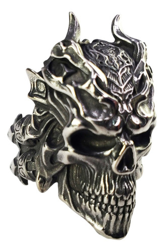 Anillo Calavera Llamas Dios Del Infierno Acero Inoxidab A755