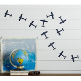 Vinilo Adhesivo Decorativ Cuarto Niños Niñas Tramas Aviones 