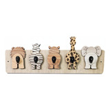 Perchero Infantil Animales De Madera Premium 3d Pared