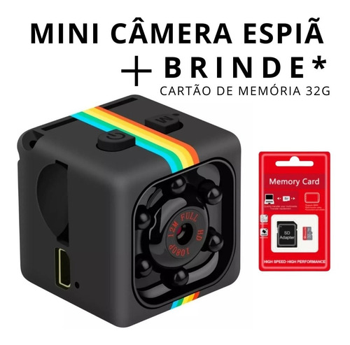 Câmera Espião Sq11 Mini Dv Com Cartão De Memória