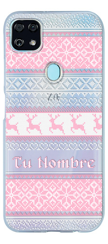 Funda Para Zte Ugly Sweater Navideño Rosa Con Tu Nombre