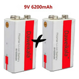 Kit 2 Baterias 9v 6200mah Usb Recarregável