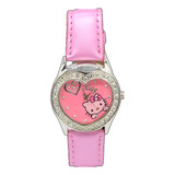 Reloj De Hello Kitty Forma De Corazón Con Piedras Brillantes