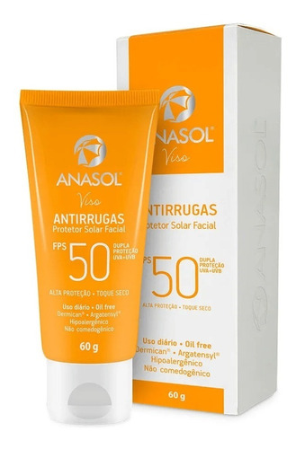 Protetor Solar Facial Antirrugas 50fps Anasol 60g