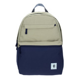 Mochila Grande Juvenil Colors Unisex Beige Con Azul Marino